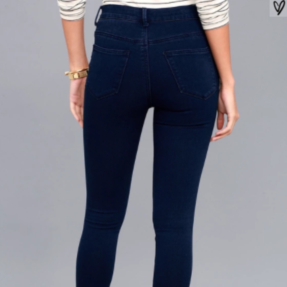 NWT Lulus Monica Dark Wash High Waist Skinny Jeans - Picture 3 of 8